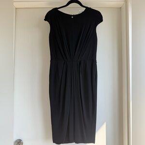 Max Mara Black Draped Dress Size 44 Flattering Minimal Chic